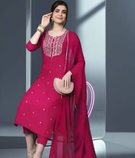     			Zorista Women Rayon Embroidered A-line Kurti With Pants ( Pink )