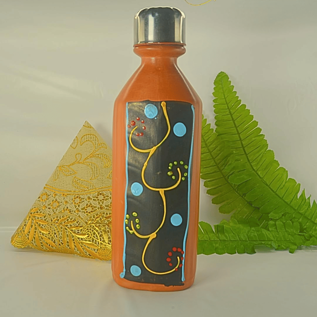     			klassy finds clay bottle-001 Orange Clay Water Bottle 750 mL ( Set of 1 )