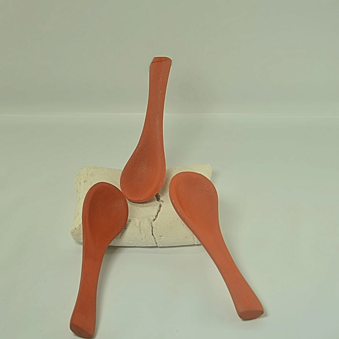     			klassy finds clay spoon-004 Plain Clay Dinner Set ( Pack of 2 ) Orange