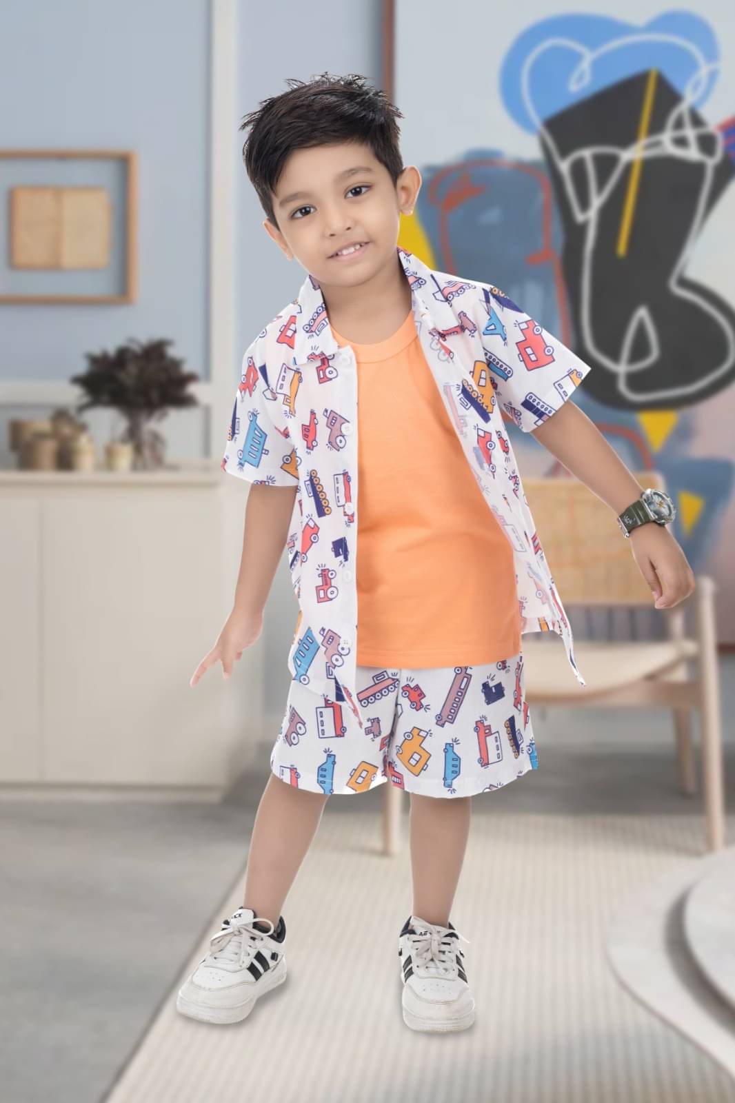 s muktar garments Pack of 1 Baby Boys Cotton Blend T-Shirt & Shorts Set ( Multicolor ) s muktar garments Pack of 1 Baby Boys Cotton Blend T-Shirt & Shorts Set ( Multicolor )