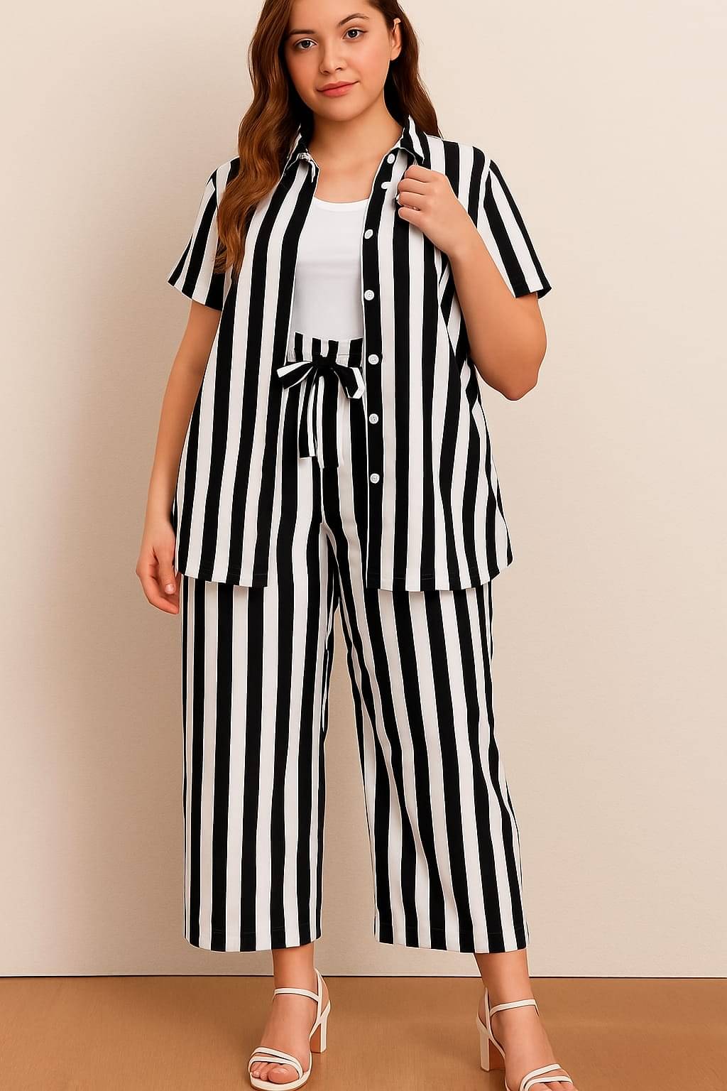     			upome Women Printed Shirt With Trousers Co-Ord Set ( Black )