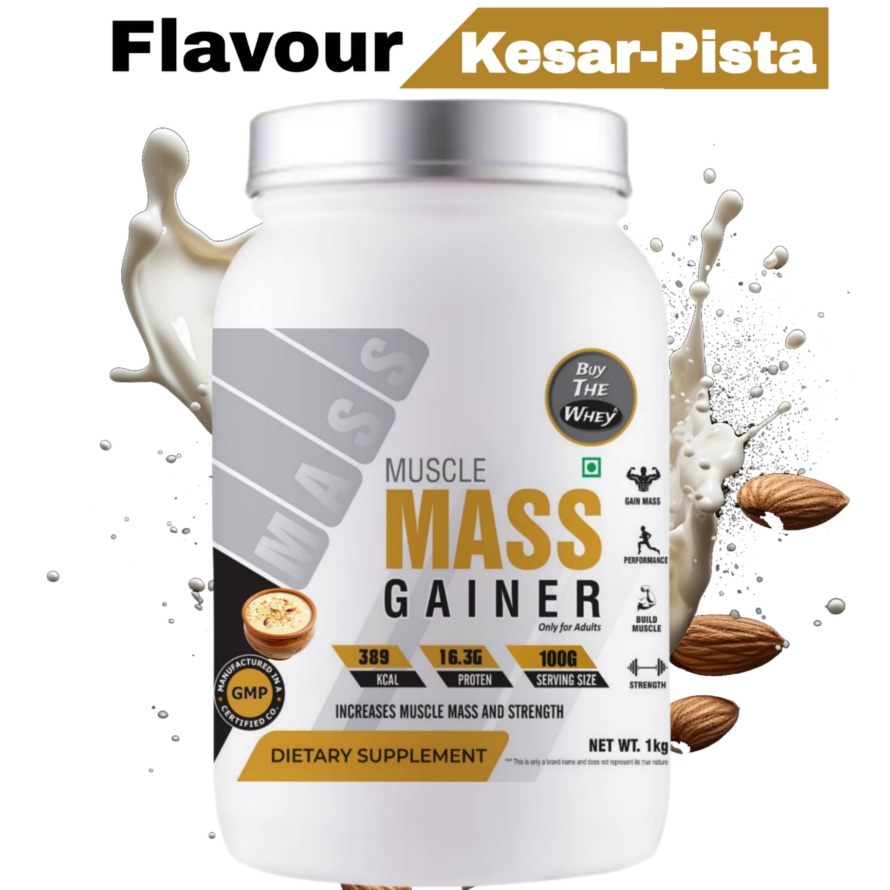     			BUY THE WHEY Kesar Pista Badam Mass Gainer ( Pack of 1 )