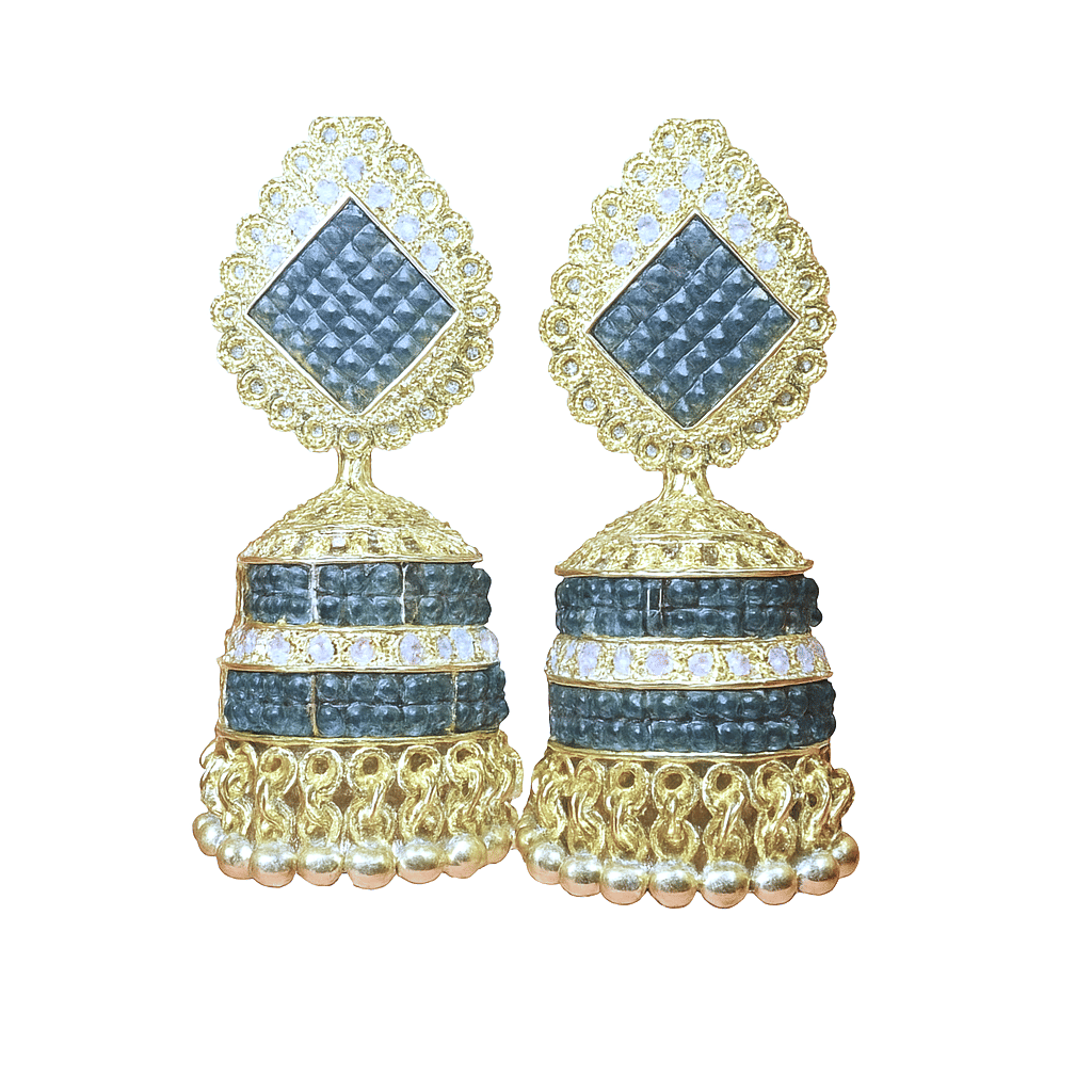     			Flauri Black Jhumki Earrings ( Pack of 1 )