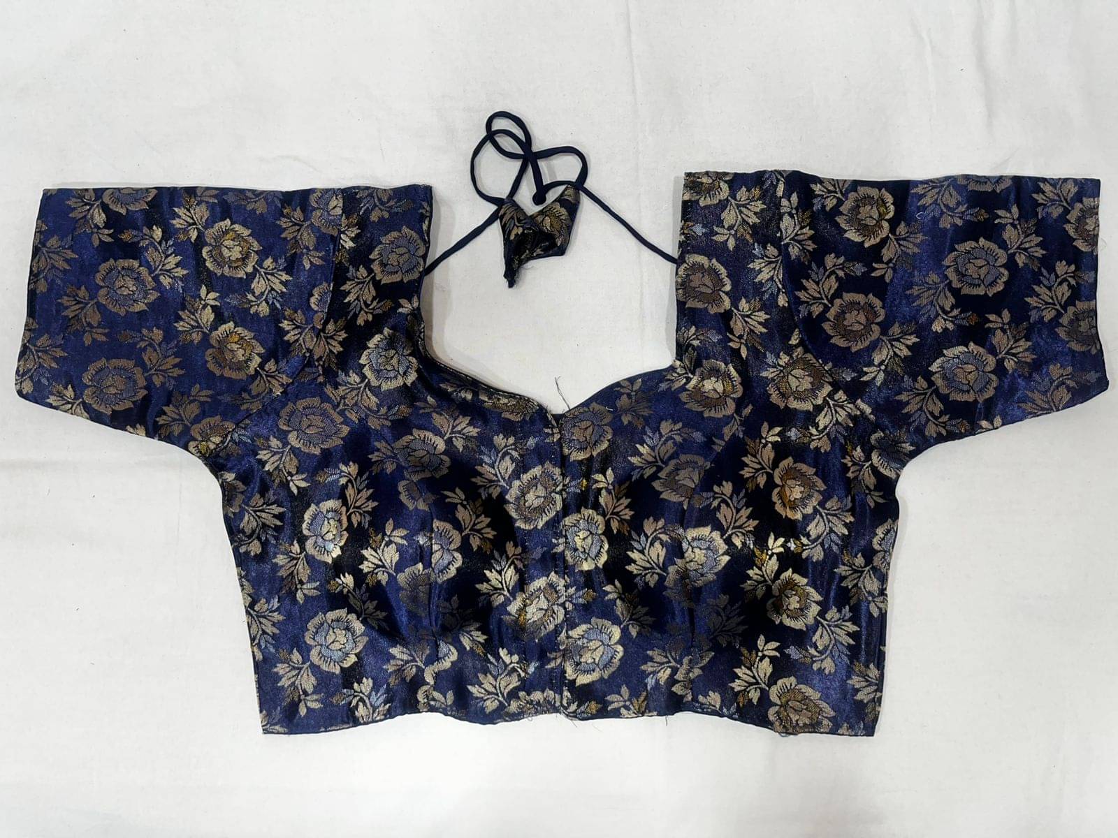     			KALAVATI FASHION Navy Blue Readymade with Pad Brocade Women's Blouse ( Pack of 1 )