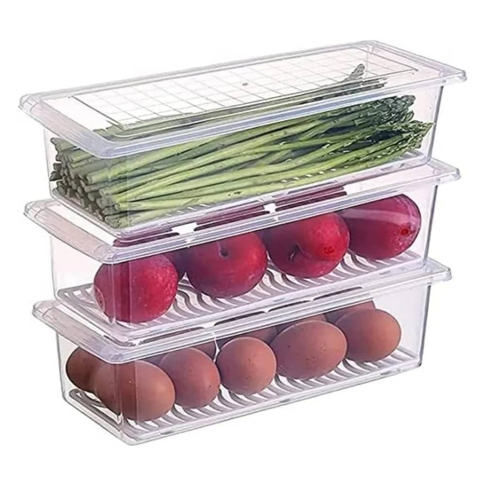 KEDAR PLAST Fridge Storage Box Plastic Transparent Food Container ( Set of 6 ) KEDAR PLAST Fridge Storage Box Plastic Transparent Food Container ( Set of 6 )