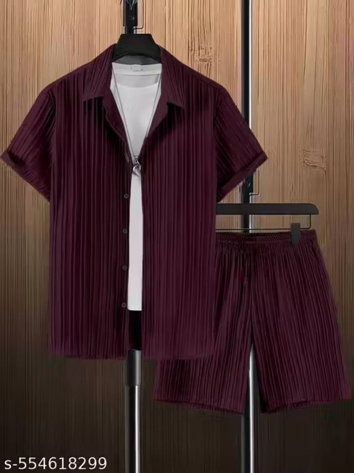     			KrushnaRupa Enterprise Men's Shirt With Shorts Co-Ords Set ( Pack of 1 , Purple )