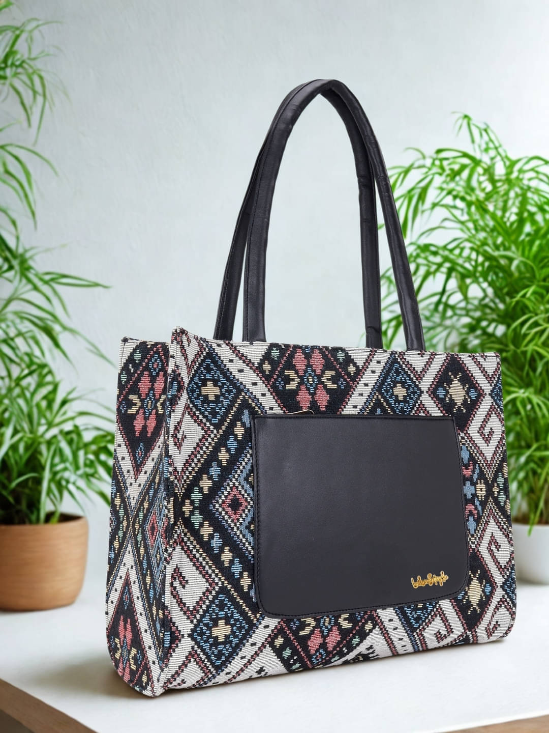     			LIKE STYLE Shoulder Bag Jute Set of 1 ( Grey )