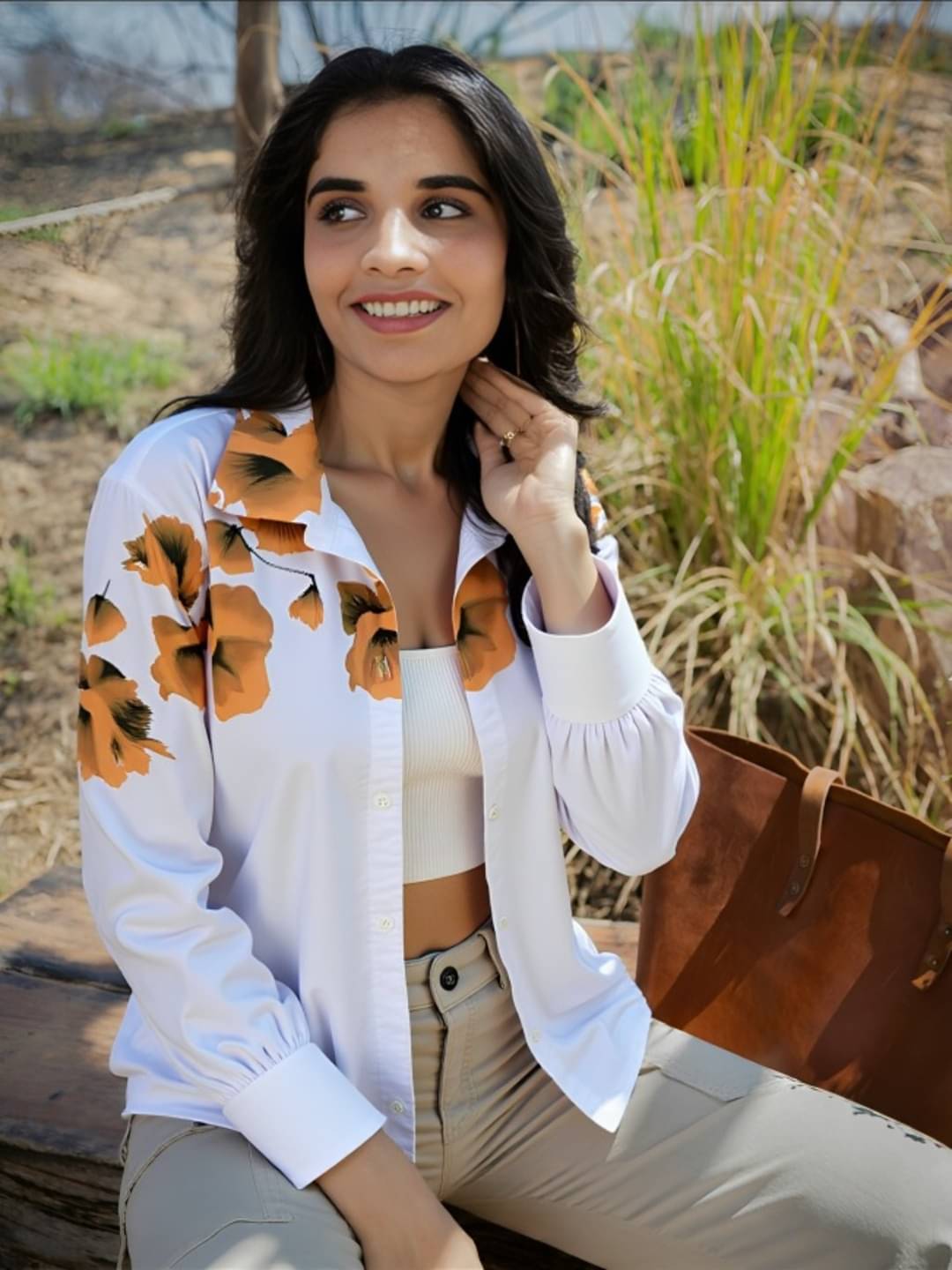 MAYKR Women Printed Cotton Shirt ( Mustard )     			MAYKR Women Printed Cotton Shirt ( Mustard )