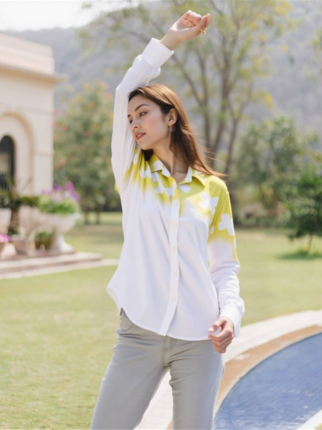MAYKR Women Printed Cotton Shirt ( Yellow ) MAYKR Women Printed Cotton Shirt ( Yellow )