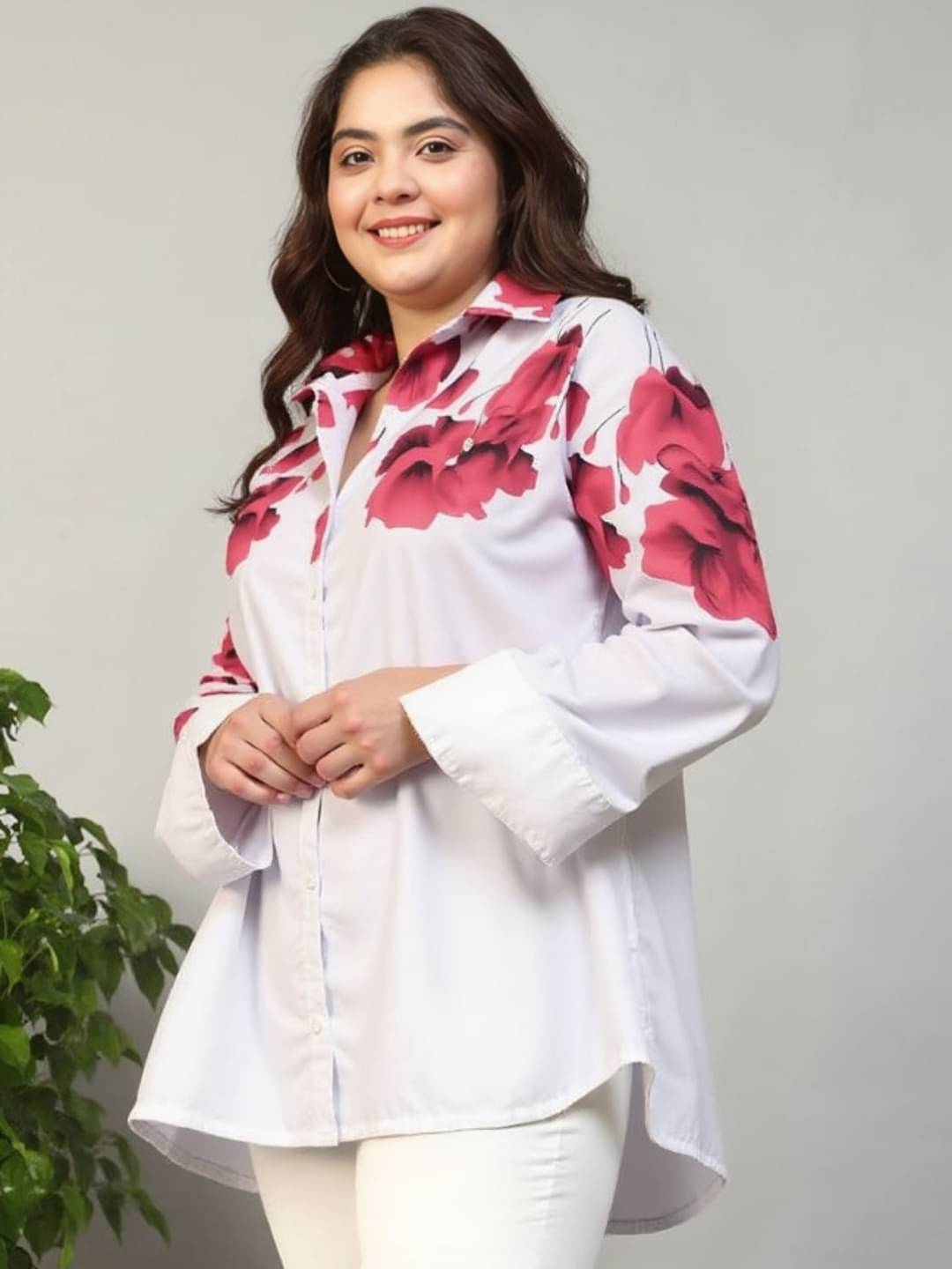 MAYKR Women Printed Cotton Shirt ( Pink )     			MAYKR Women Printed Cotton Shirt ( Pink )