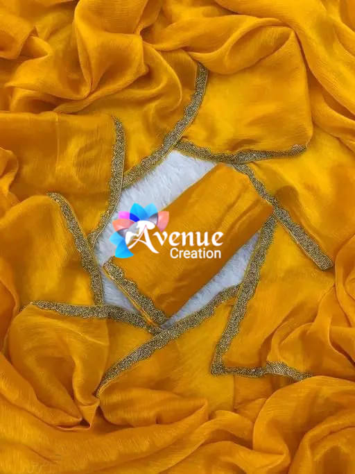 Sareez House Chiffon Dyed Regular Saree With Unstitched Blouse Piece ( Gold ) Sareez House Chiffon Dyed Regular Saree With Unstitched Blouse Piece ( Gold )