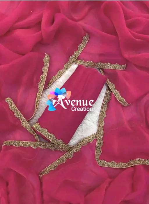 Sareez House Chiffon Dyed Regular Saree With Unstitched Blouse Piece ( Rani ) Sareez House Chiffon Dyed Regular Saree With Unstitched Blouse Piece ( Rani )