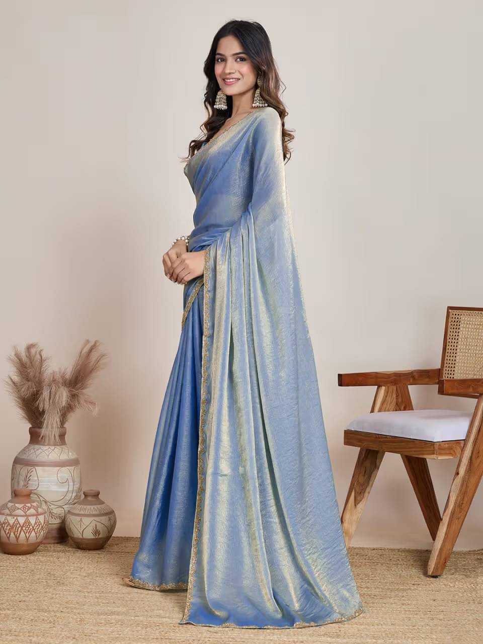     			Sareez House Chiffon Self Design Regular Saree With Unstitched Blouse Piece ( Turquoise )