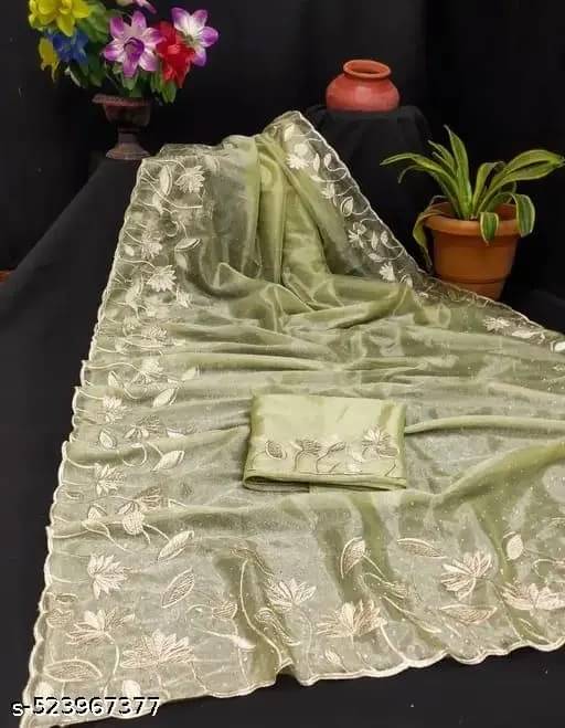 Swara Georgette Embellished Banarasi saree With Unstitched Blouse Piece ( Peach ) Swara Georgette Embellished Banarasi saree With Unstitched Blouse Piece ( Peach )