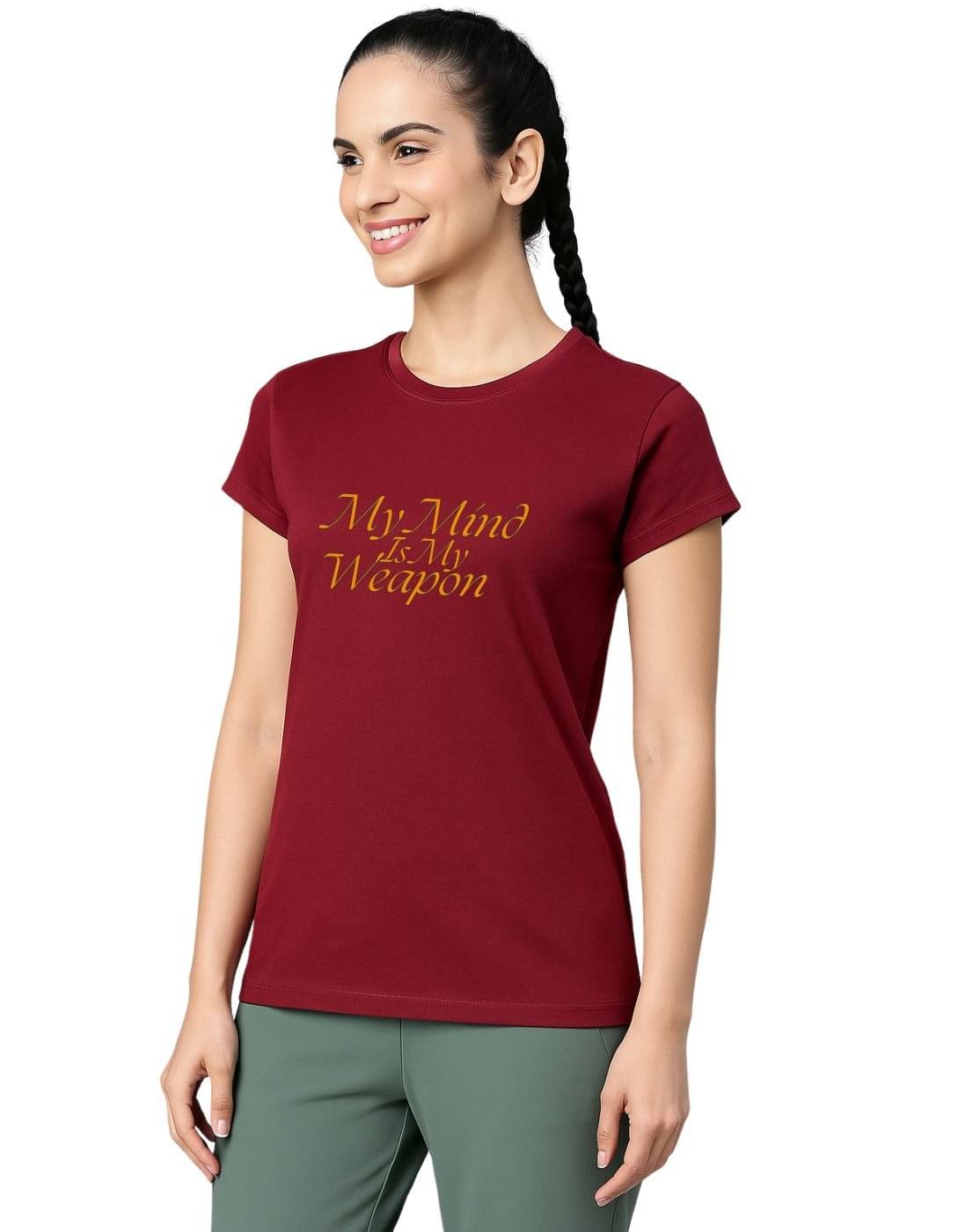 TREERANGA Women Cotton Solid Regular Fit Round Neck T-Shirt ( Maroon ) TREERANGA Women Cotton Solid Regular Fit Round Neck T-Shirt ( Maroon )