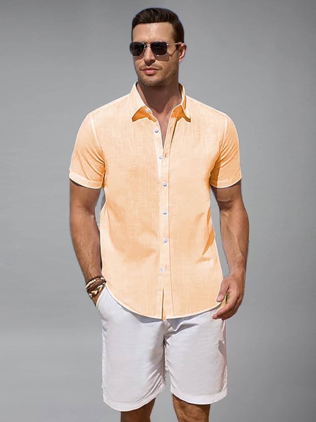 UNI VIBE Cotton Blend Slim Fit Solids Half Sleeves Men's Casual Shirt - Orange ( Pack of 1 ) UNI VIBE Cotton Blend Slim Fit Solids Half Sleeves Men's Casual Shirt - Orange ( Pack of 1 )