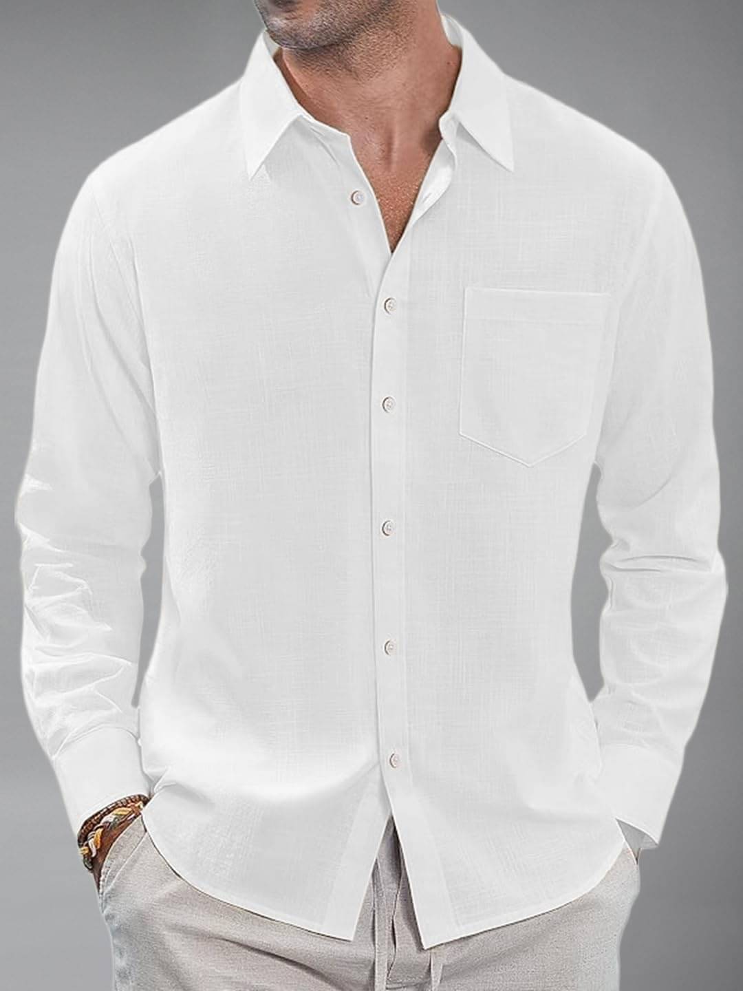     			UNI VIBE Cotton Blend Slim Fit Solids Full Sleeves Men's Casual Shirt - White ( Pack of 1 )