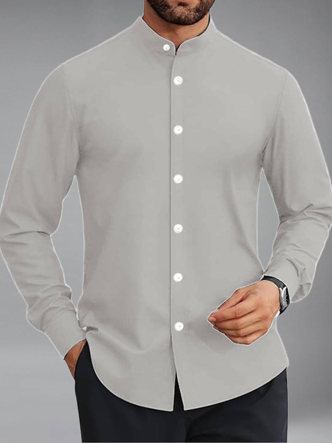 UNI VIBE Cotton Blend Slim Fit Solids Full Sleeves Men's Casual Shirt - Grey ( Pack of 1 ) UNI VIBE Cotton Blend Slim Fit Solids Full Sleeves Men's Casual Shirt - Grey ( Pack of 1 )