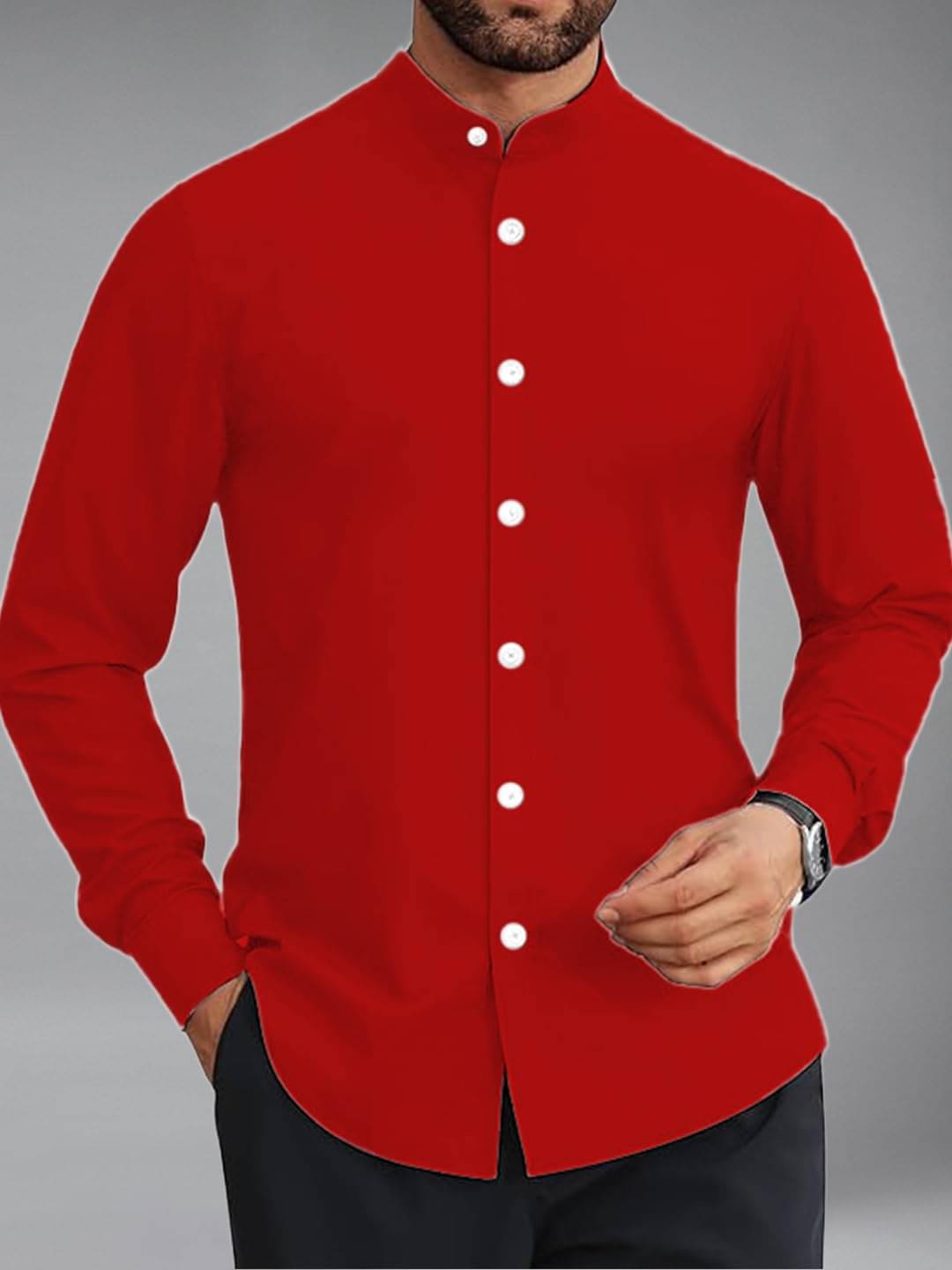     			UNI VIBE Cotton Blend Slim Fit Solids Full Sleeves Men's Casual Shirt - Red ( Pack of 1 )