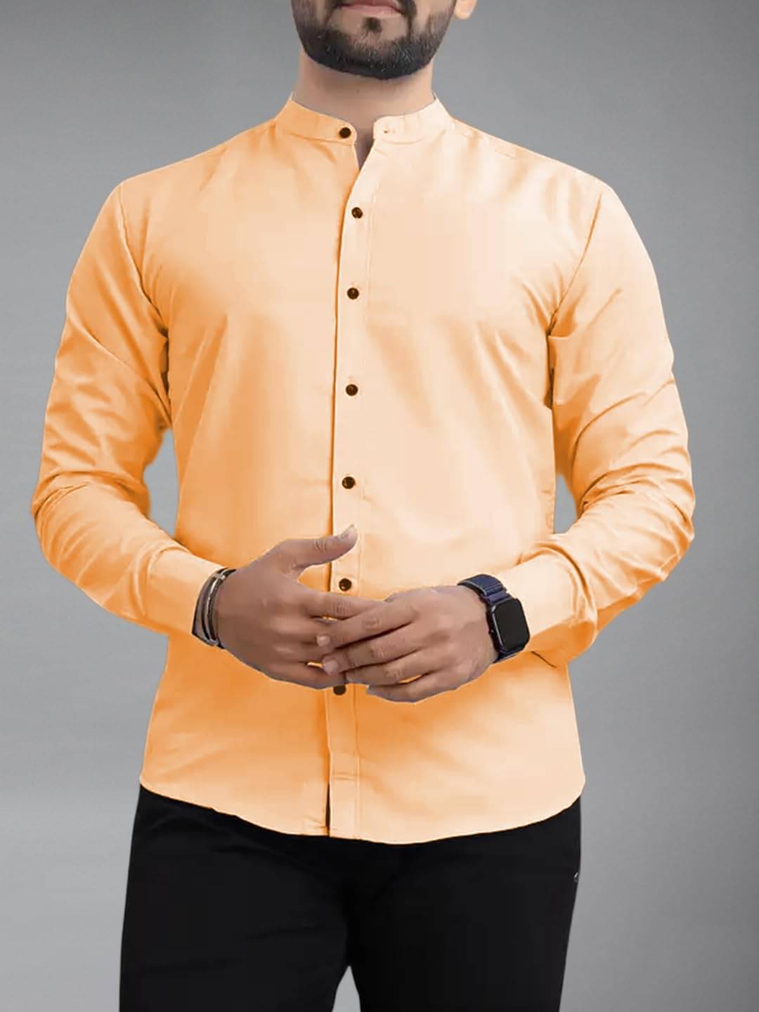 UNI VIBE Cotton Blend Slim Fit Solids Full Sleeves Men's Casual Shirt - Orange ( Pack of 1 ) UNI VIBE Cotton Blend Slim Fit Solids Full Sleeves Men's Casual Shirt - Orange ( Pack of 1 )