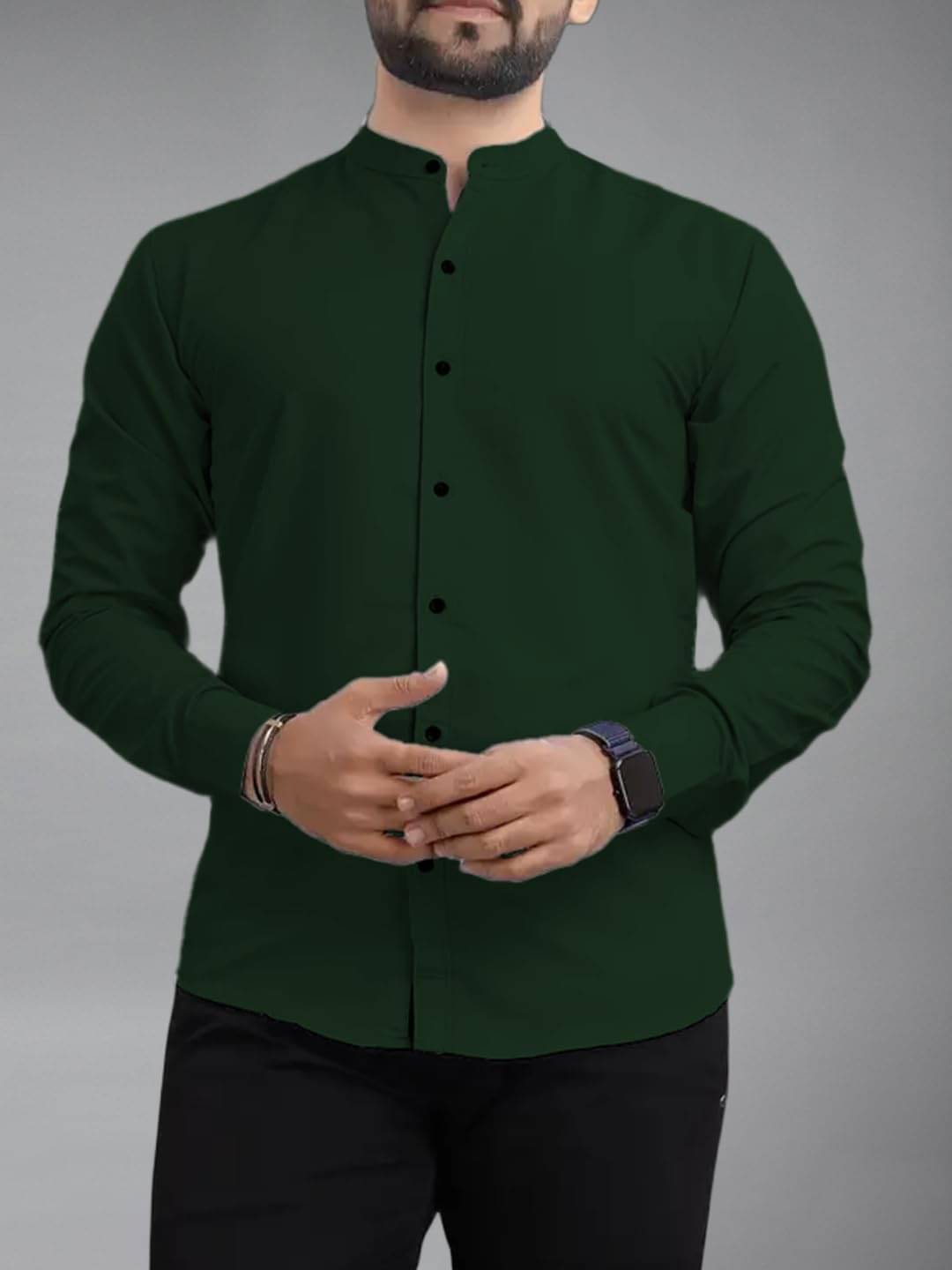     			UNI VIBE Cotton Blend Slim Fit Solids Full Sleeves Men's Casual Shirt - Green ( Pack of 1 )