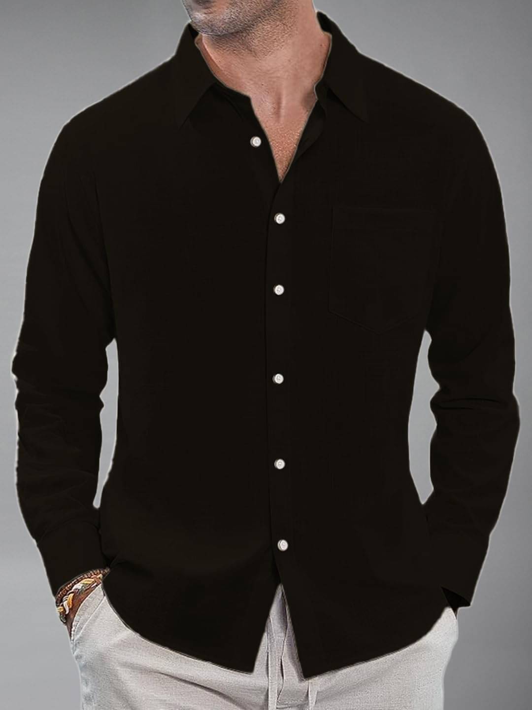 UNI VIBE Cotton Blend Slim Fit Solids Full Sleeves Men's Casual Shirt - Black ( Pack of 1 ) UNI VIBE Cotton Blend Slim Fit Solids Full Sleeves Men's Casual Shirt - Black ( Pack of 1 )