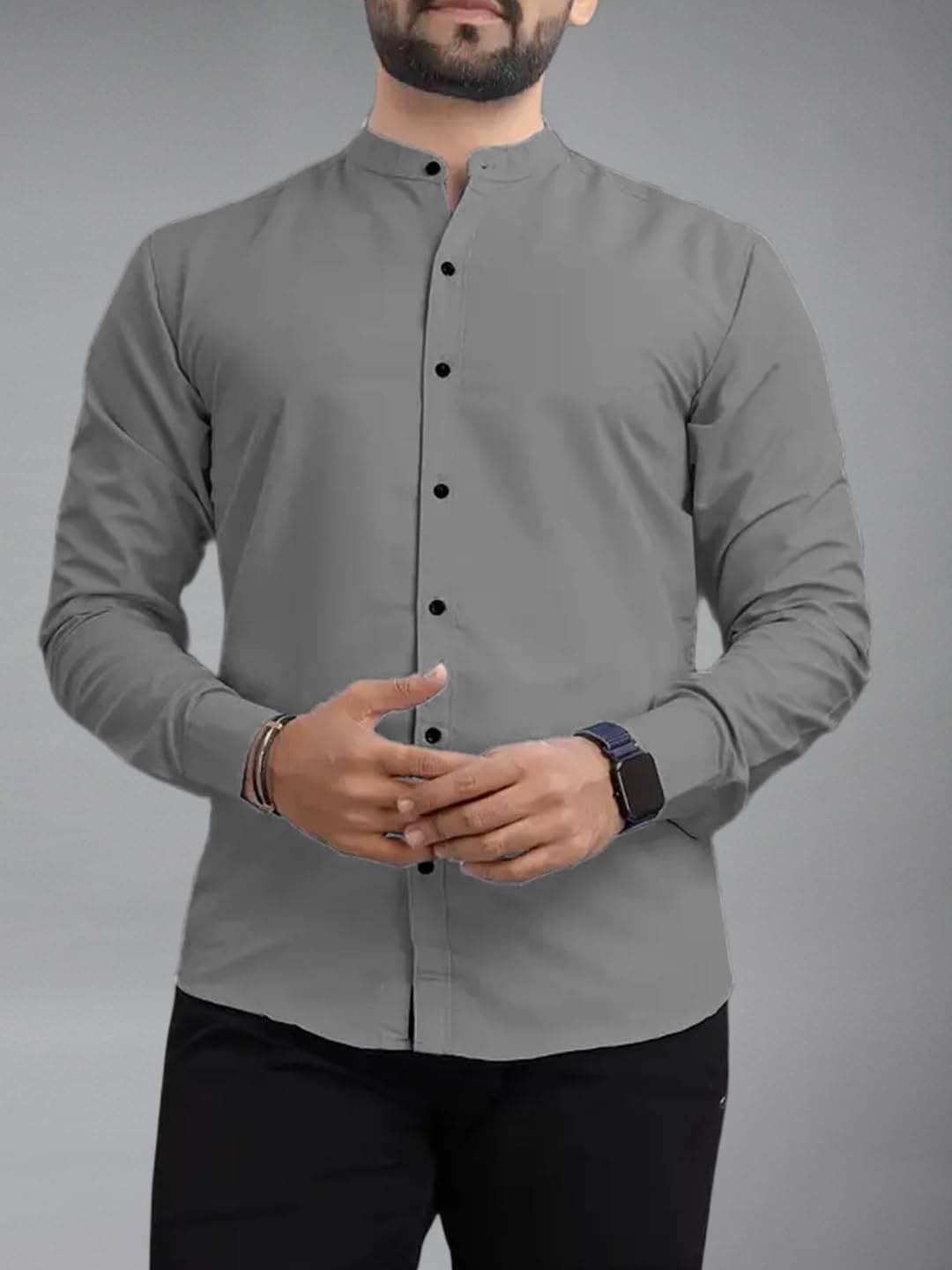     			UNI VIBE Cotton Blend Slim Fit Solids Full Sleeves Men's Casual Shirt - Grey ( Pack of 1 )