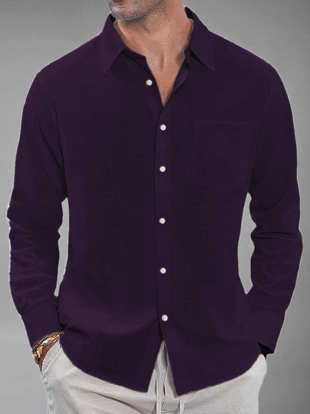     			UNI VIBE Cotton Blend Slim Fit Solids Full Sleeves Men's Casual Shirt - Purple ( Pack of 1 )