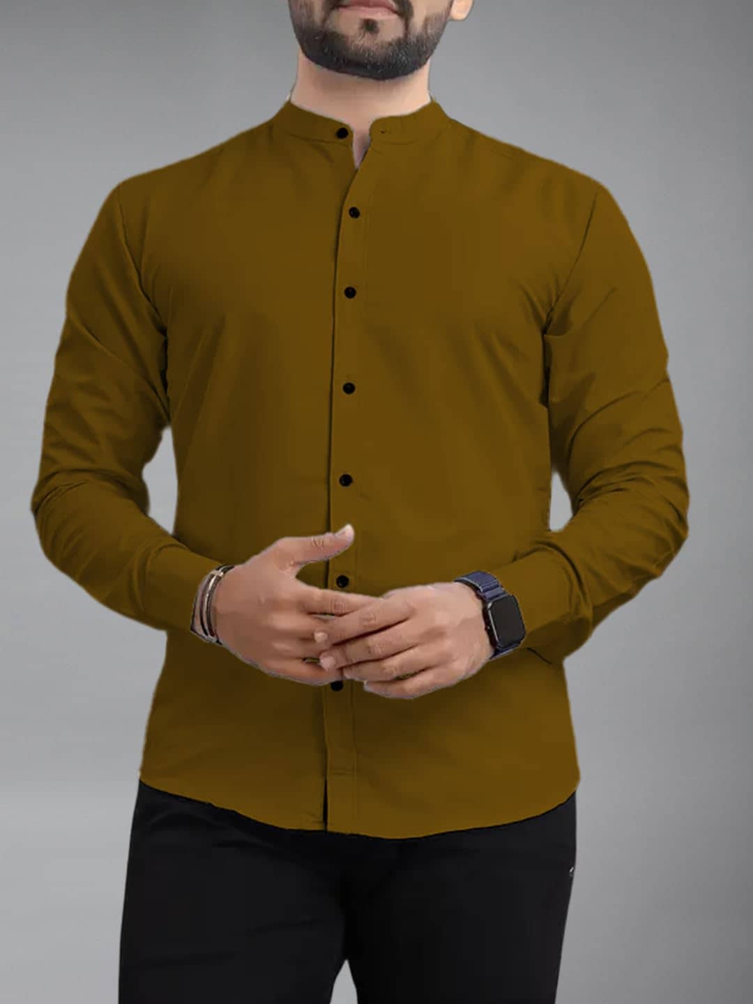 UNI VIBE Cotton Blend Slim Fit Solids Full Sleeves Men's Casual Shirt - Coffee ( Pack of 1 )
