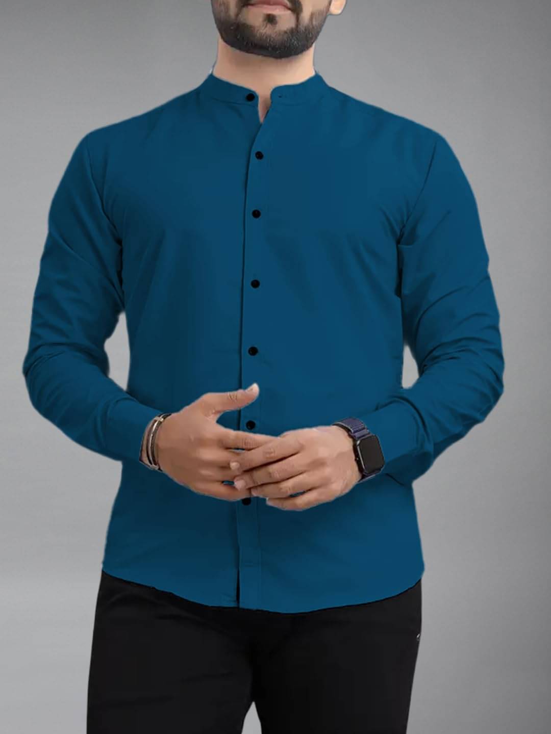     			UNI VIBE Cotton Blend Slim Fit Solids Full Sleeves Men's Casual Shirt - Indigo ( Pack of 1 )