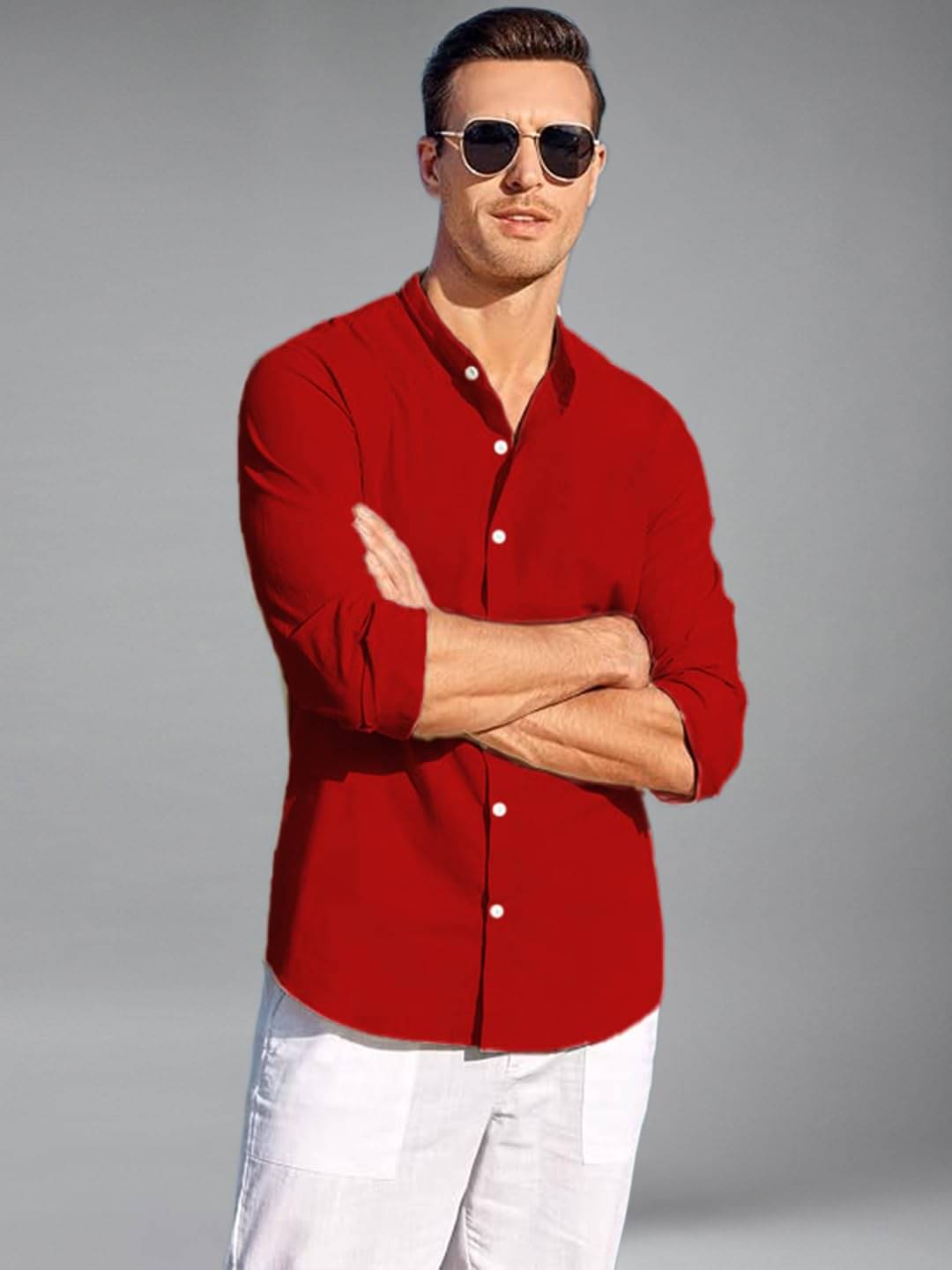 UNI VIBE Cotton Blend Slim Fit Solids Full Sleeves Men's Casual Shirt - Red ( Pack of 1 ) UNI VIBE Cotton Blend Slim Fit Solids Full Sleeves Men's Casual Shirt - Red ( Pack of 1 )