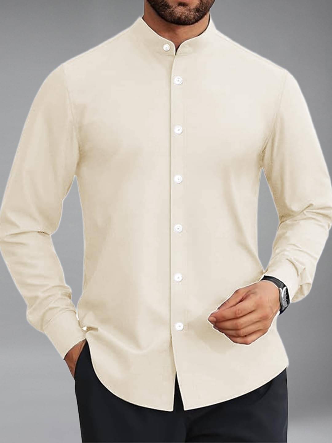 UNI VIBE Cotton Blend Slim Fit Solids Full Sleeves Men's Casual Shirt - Beige ( Pack of 1 ) UNI VIBE Cotton Blend Slim Fit Solids Full Sleeves Men's Casual Shirt - Beige ( Pack of 1 )