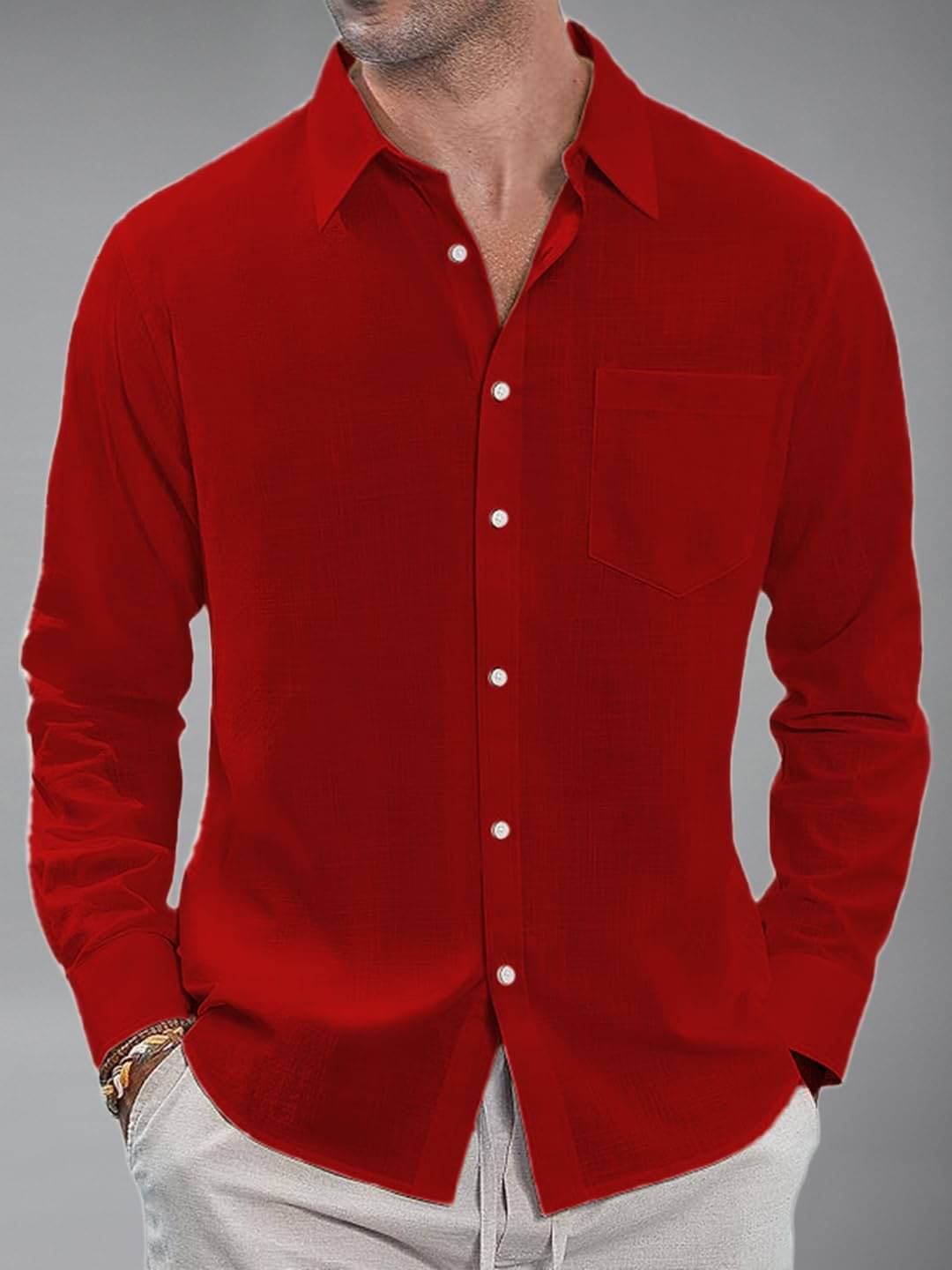 UNI VIBE Cotton Blend Slim Fit Solids Full Sleeves Men's Casual Shirt - Red ( Pack of 1 )     			UNI VIBE Cotton Blend Slim Fit Solids Full Sleeves Men's Casual Shirt - Red ( Pack of 1 )