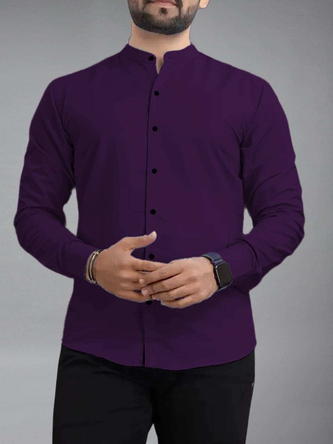 UNI VIBE Cotton Blend Slim Fit Solids Full Sleeves Men's Casual Shirt - Purple ( Pack of 1 ) UNI VIBE Cotton Blend Slim Fit Solids Full Sleeves Men's Casual Shirt - Purple ( Pack of 1 )