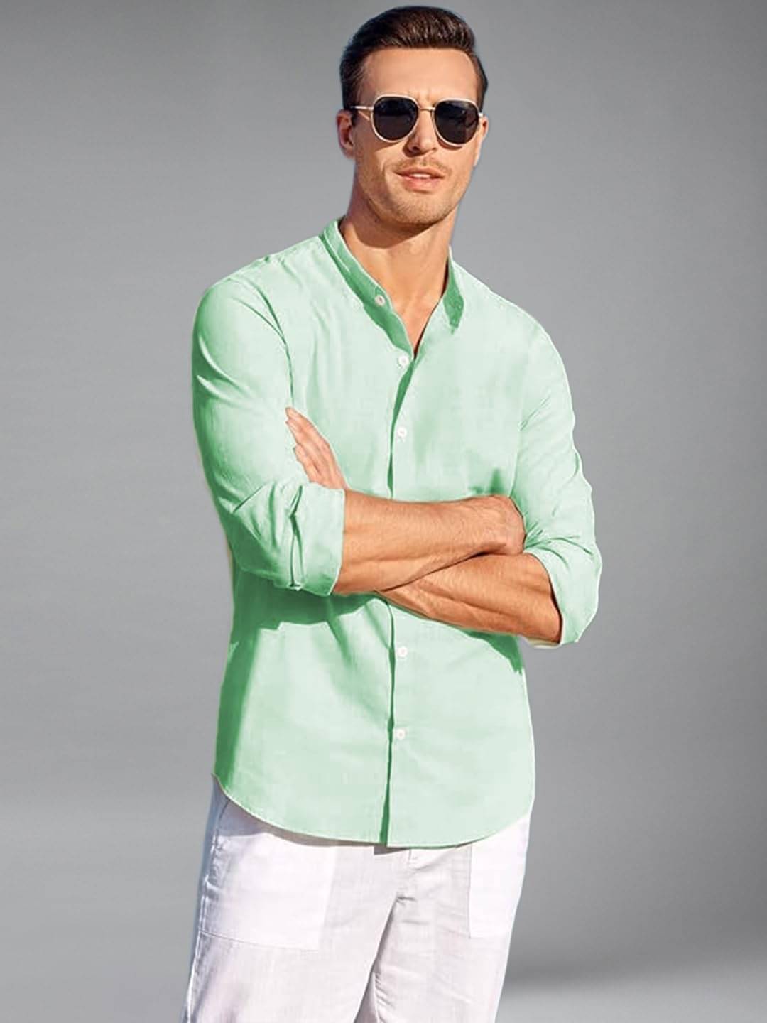 UNI VIBE Cotton Blend Slim Fit Solids Full Sleeves Men's Casual Shirt - Light Blue ( Pack of 1 ) UNI VIBE Cotton Blend Slim Fit Solids Full Sleeves Men's Casual Shirt - Light Blue ( Pack of 1 )