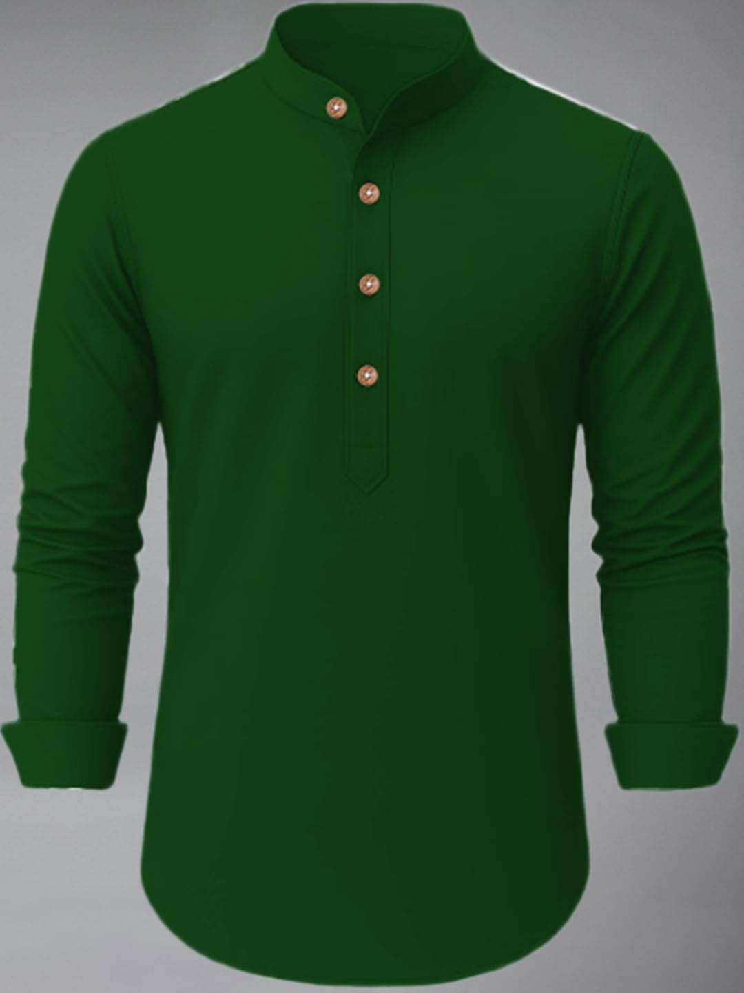     			UNI VIBE Green Cotton Blend Men's Shirt Style Kurta ( Pack of 1 )