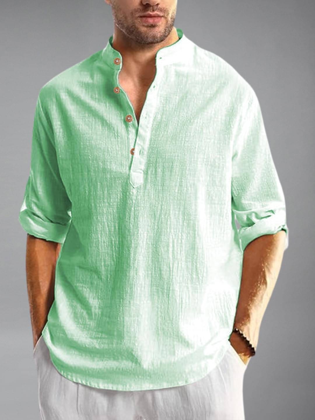     			UNI VIBE Light Blue Cotton Blend Men's Shirt Style Kurta ( Pack of 1 )