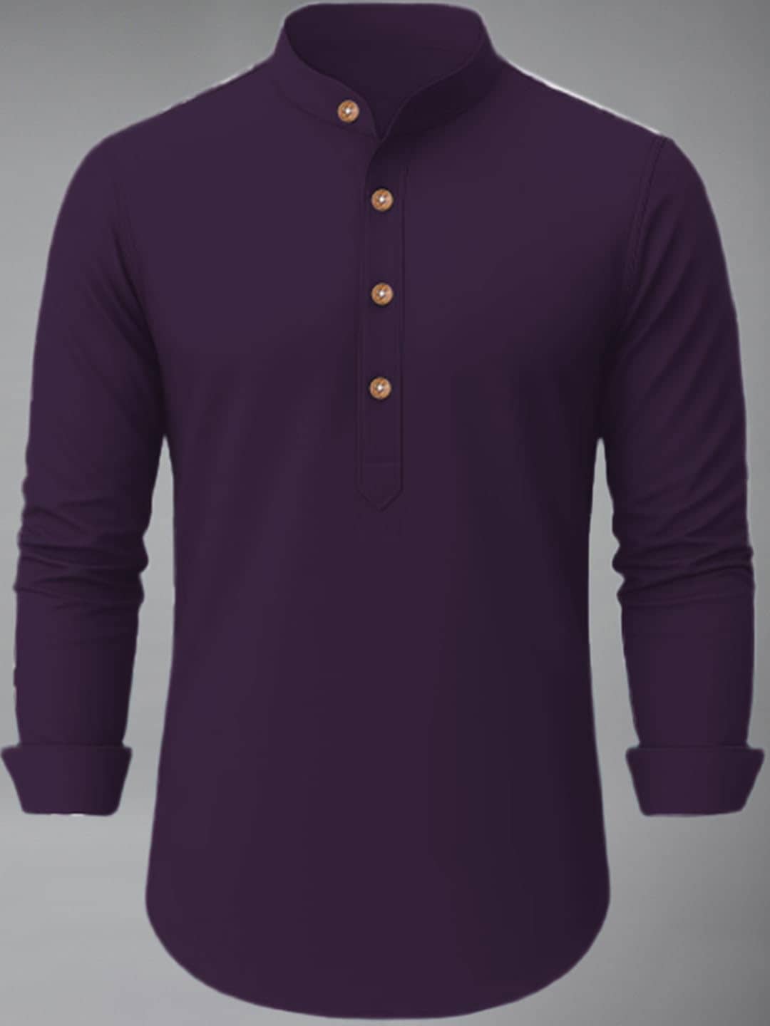 UNI VIBE Cotton Blend Plain Shirt Style Kurta For Men ( Black ) - Kurtas & Kurta Sets | Buy online on ZillyBuy