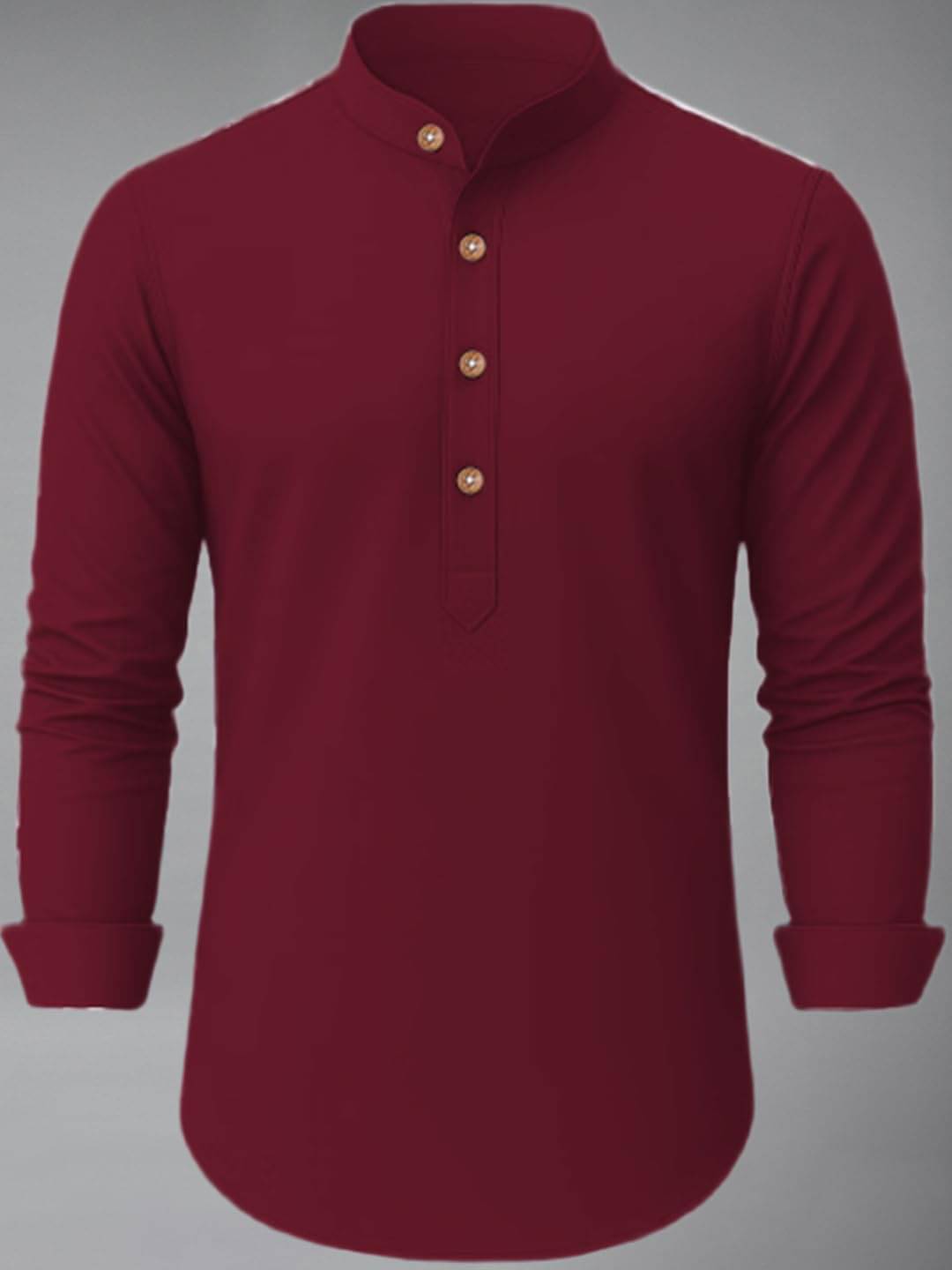     			UNI VIBE Maroon Cotton Blend Men's Shirt Style Kurta ( Pack of 1 )