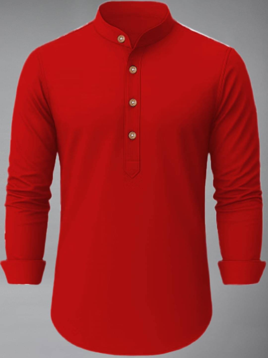     			UNI VIBE Red Cotton Blend Men's Shirt Style Kurta ( Pack of 1 )
