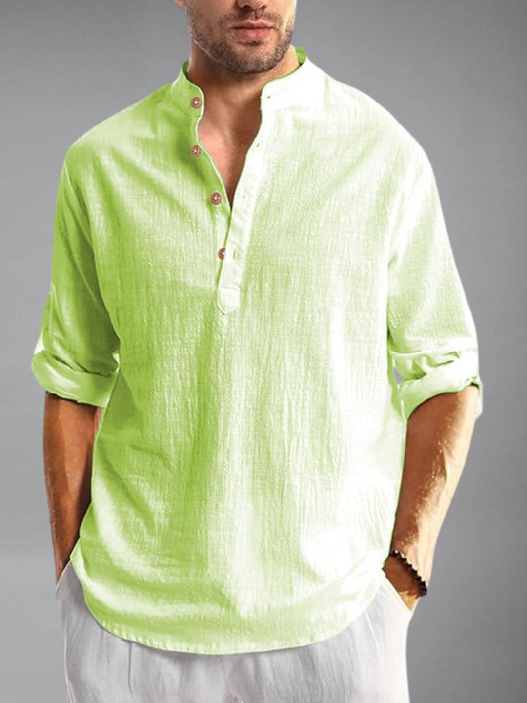     			UNI VIBE Sea Green Cotton Blend Men's Shirt Style Kurta ( Pack of 1 )