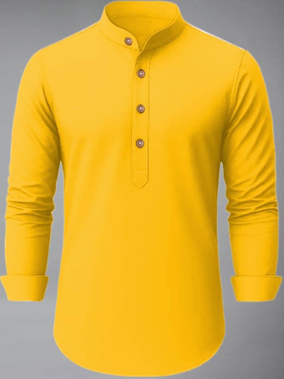 UNI VIBE Yellow Cotton Blend Men's Shirt Style Kurta ( Pack of 1 ) UNI VIBE Yellow Cotton Blend Men's Shirt Style Kurta ( Pack of 1 )