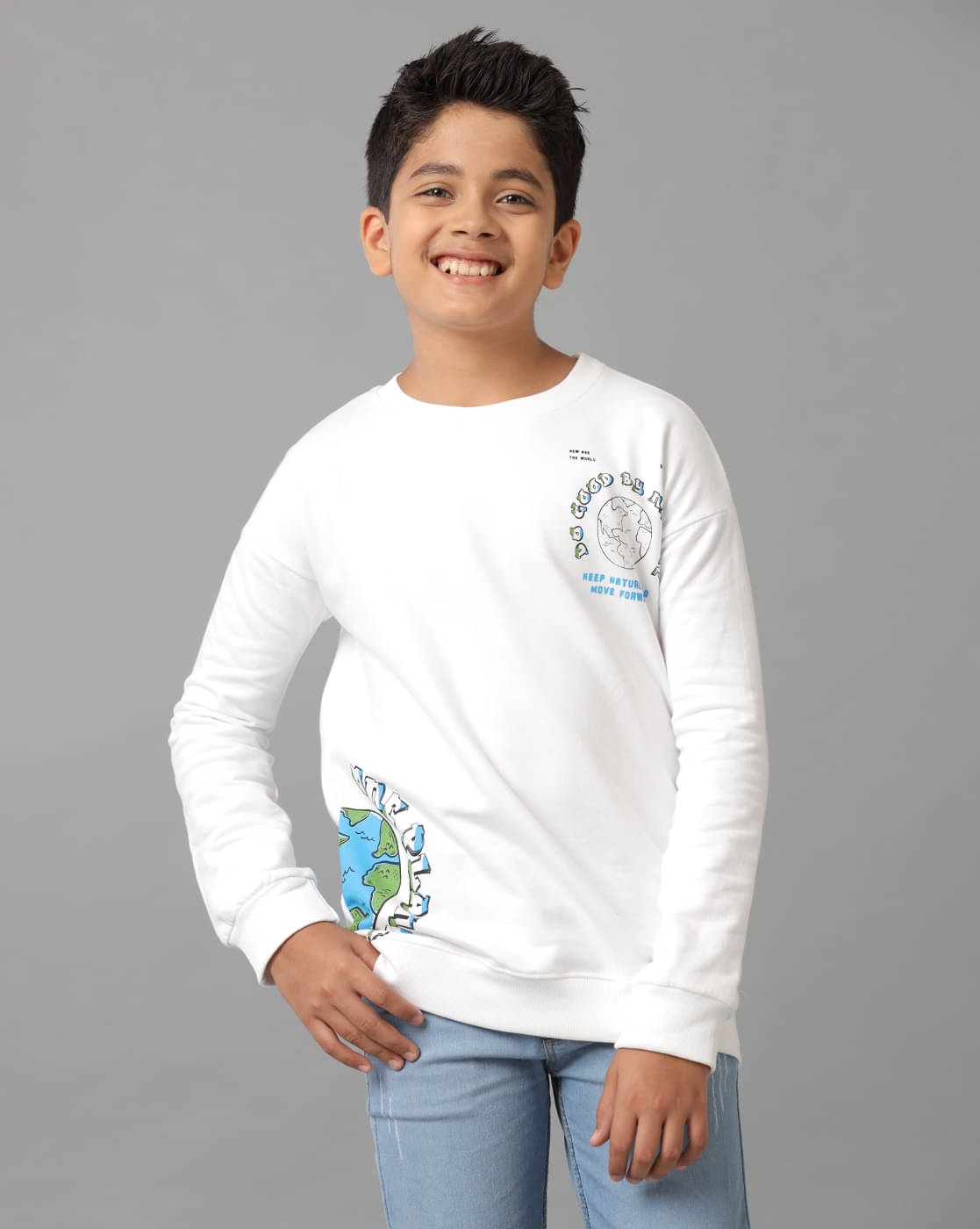     			Under Fourteen Only Pack of 1 Boys Fleece Sweatshirt ( White )