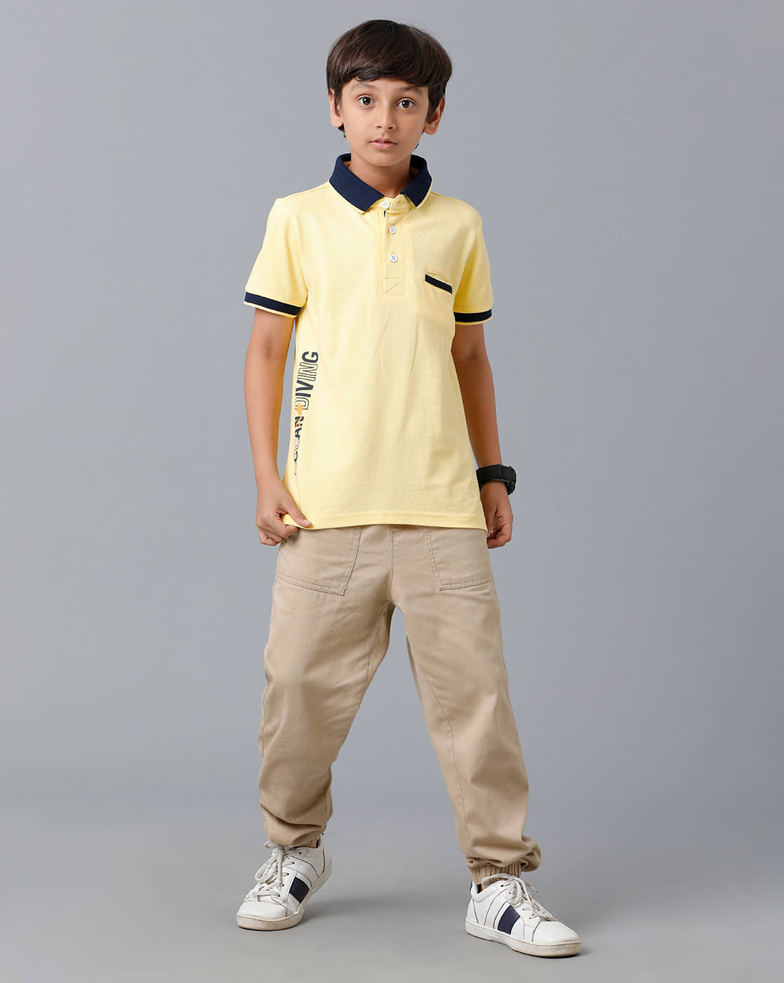     			Under Fourteen Only Pack of 1 boys cotton Polo T-Shirt ( Yellow )