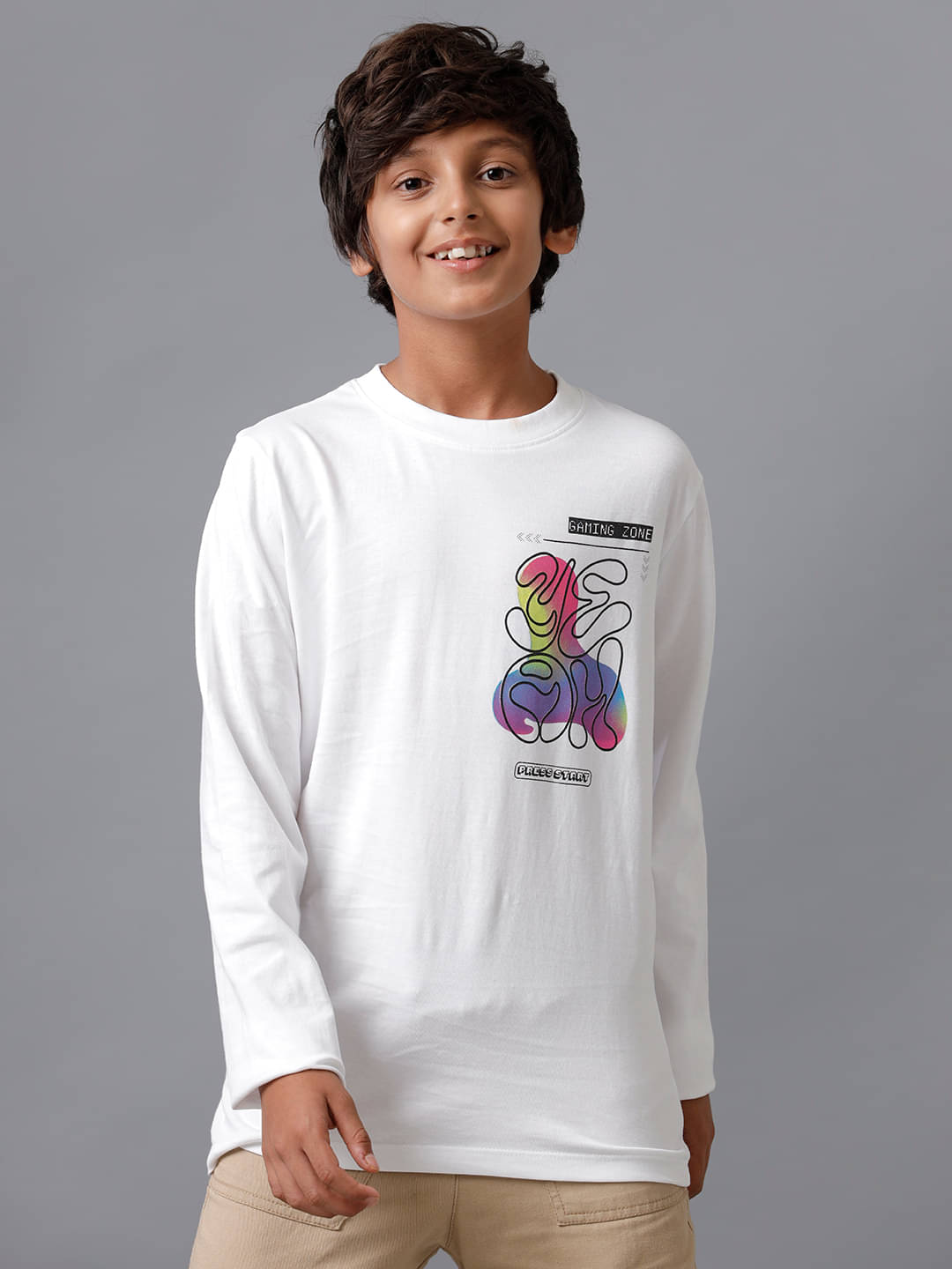     			Under Fourteen Only Pack of 1 boys cotton T-Shirt ( White )