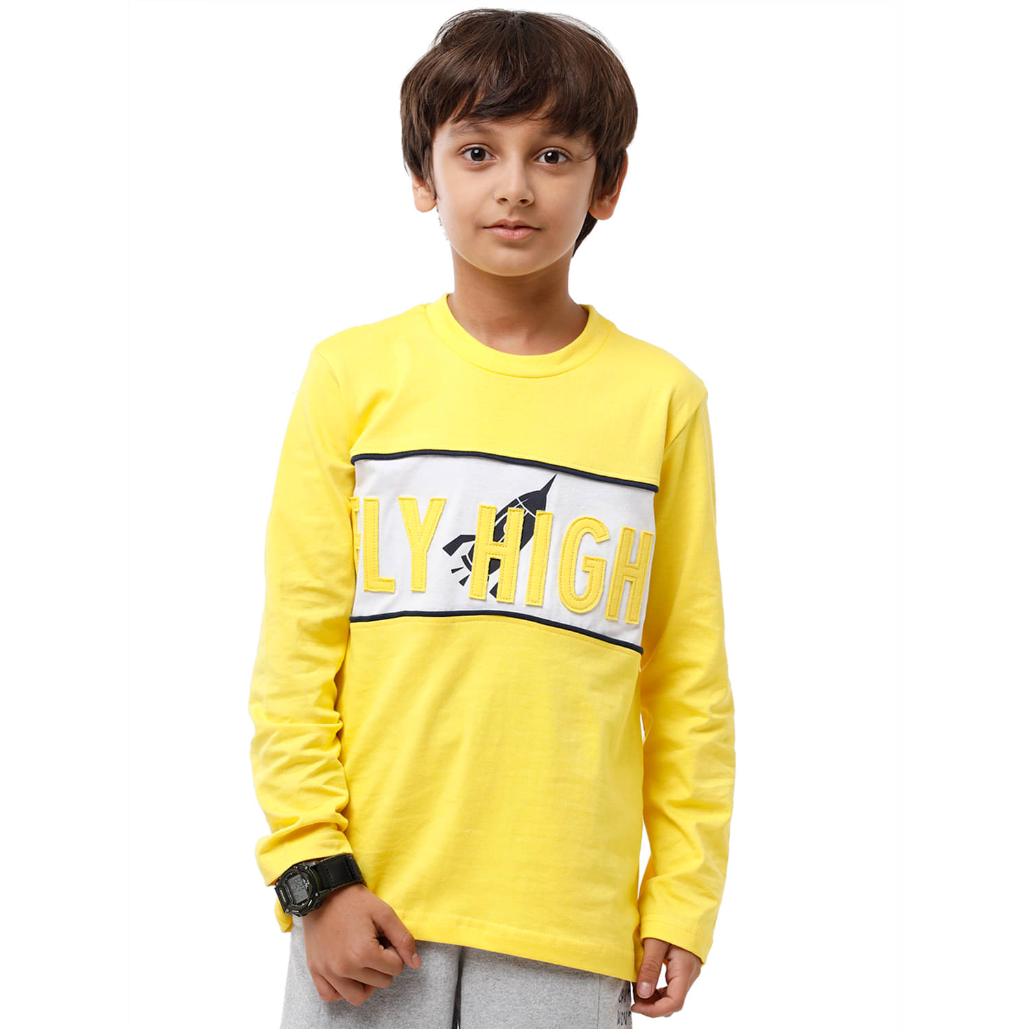     			Under Fourteen Only Pack of 1 boys cotton T-Shirt ( Yellow )