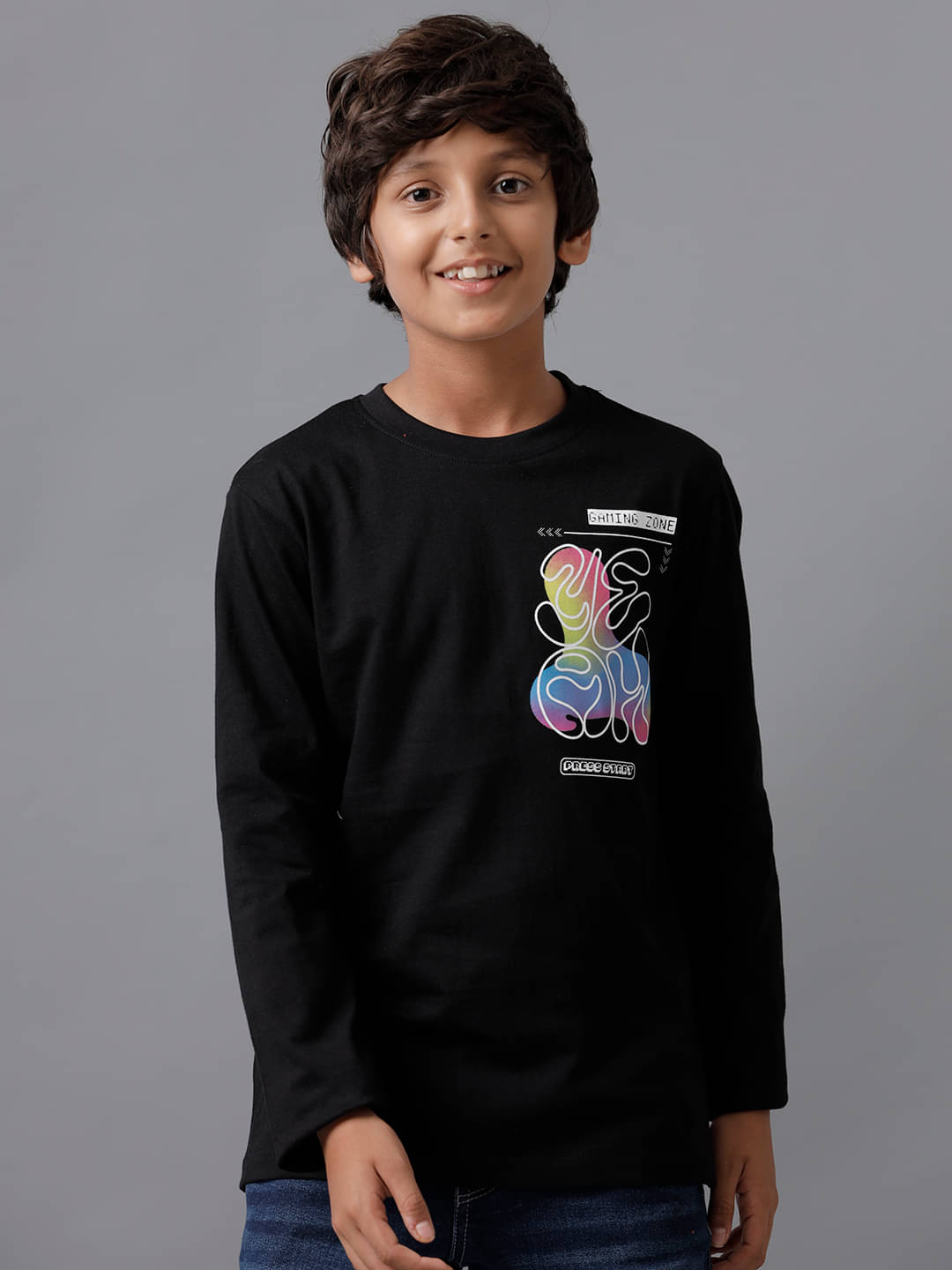     			Under Fourteen Only Pack of 1 boys cotton T-Shirt ( Black )