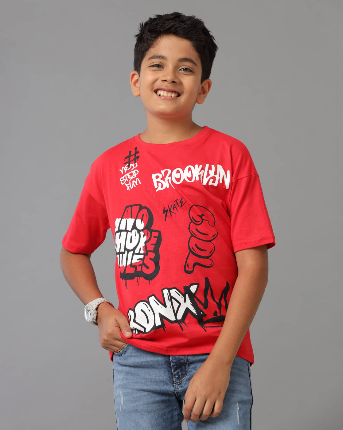     			Under Fourteen Only Pack of 1 boys cotton T-Shirt ( Red )