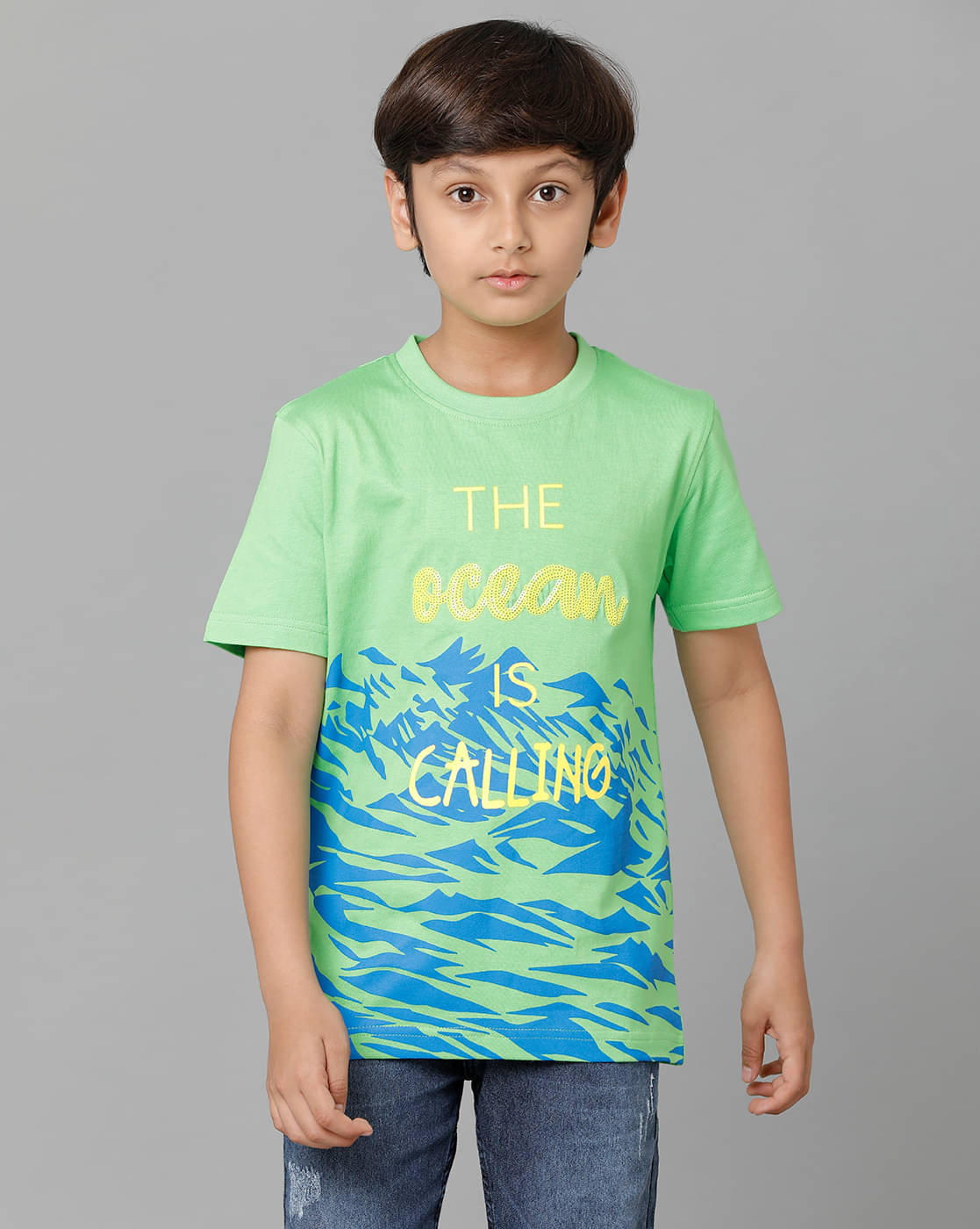     			Under Fourteen Only Pack of 1 boys cotton T-Shirt ( Green )