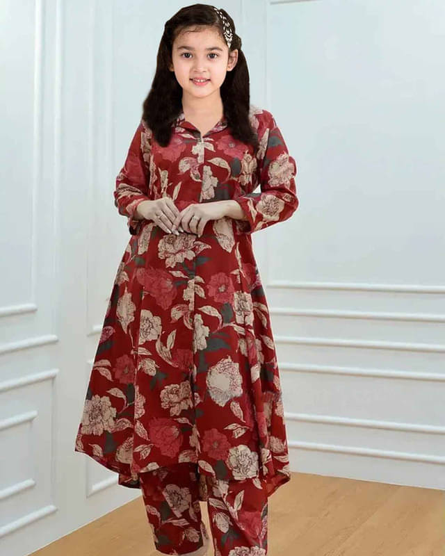     			Vetrokart Girls Cotton Blend Kurti with Pants ( Pack of 1 , Light Green )